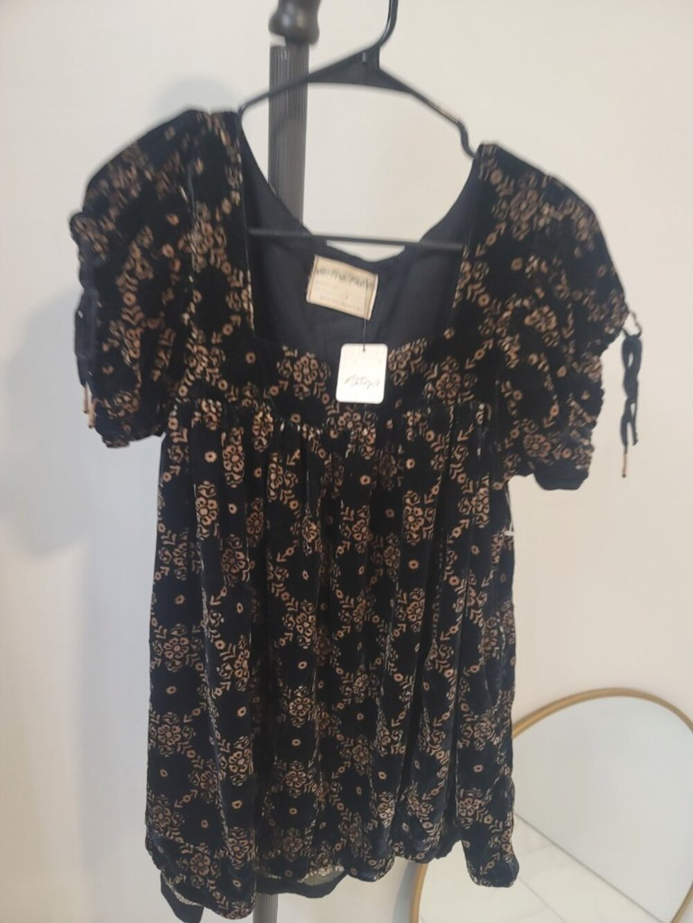 Free People Misha Velvet Puff Sleeve TunicDress Sz L Floral Print New NWT Multic - Picture 3 of 7